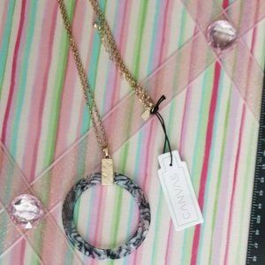 Canvas or Camille Gray Resin Circle Pendant Necklace NWT